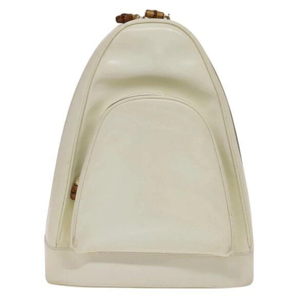 GUCCI Bamboo Body Bag Patent leather White Gold 003 3444 0127 Auth 137949 - Picture 3 of 15